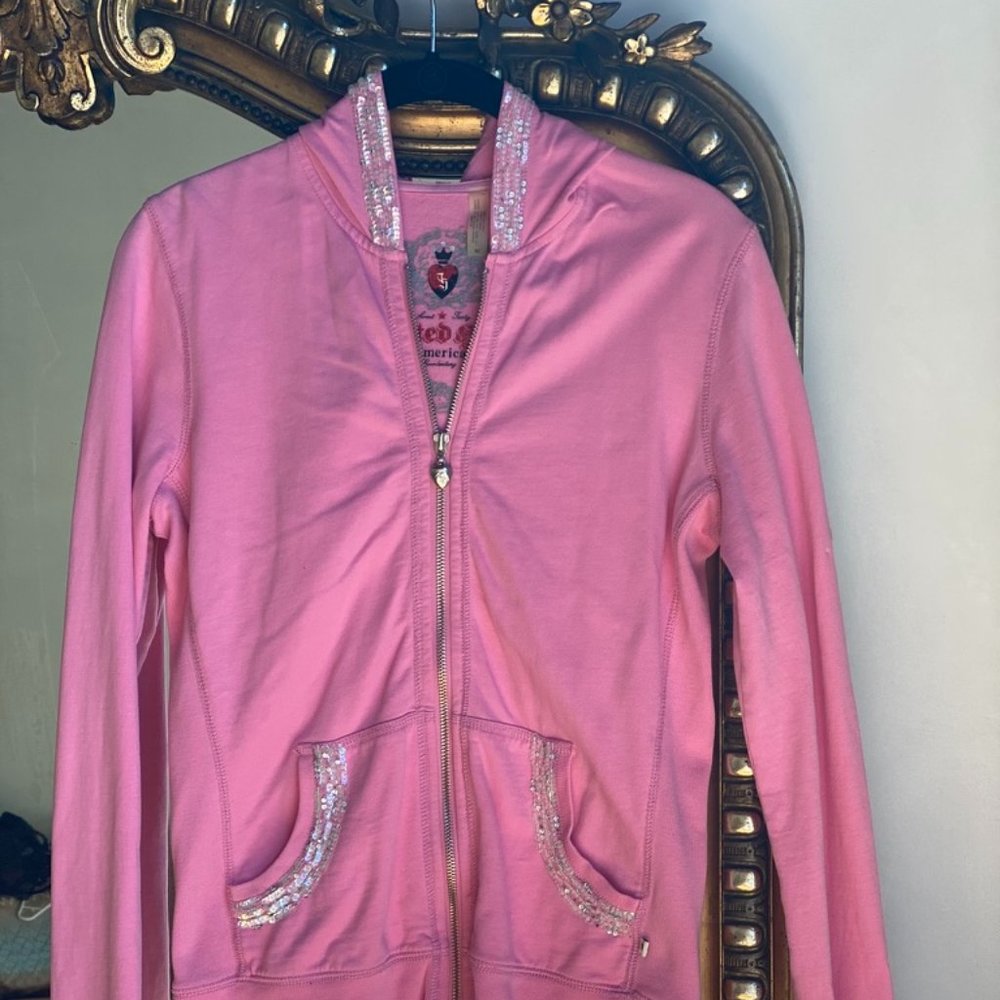 Twisted Heart Pink Beaded Sweatshirt Hoodie